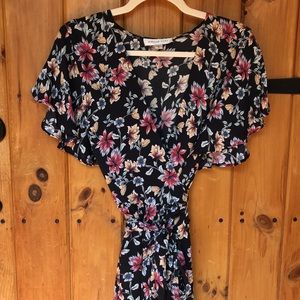 Amour Vert Floral Silk Wrap Dress